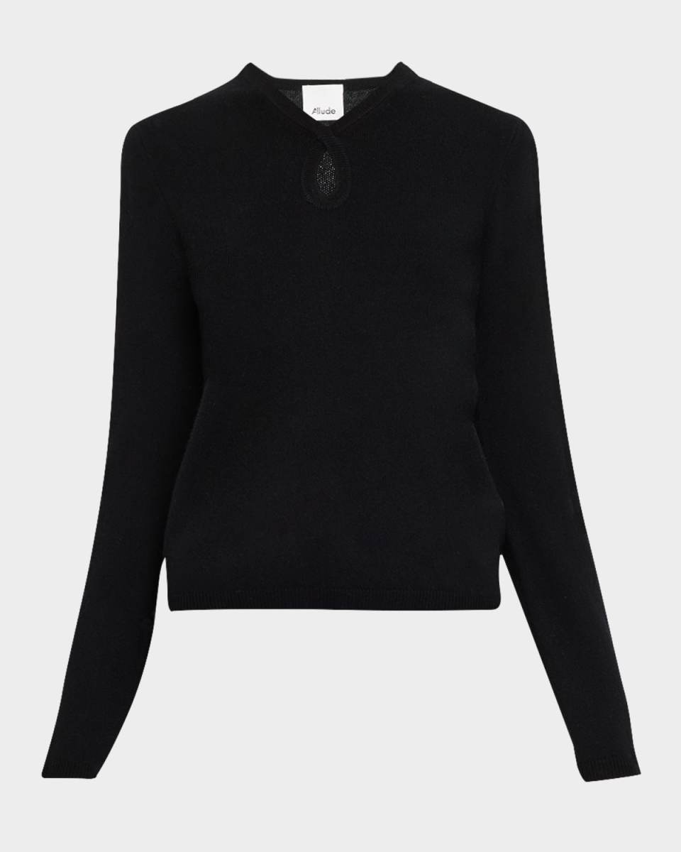 Cutout V-Neck Cashmere-Blend Pullover
